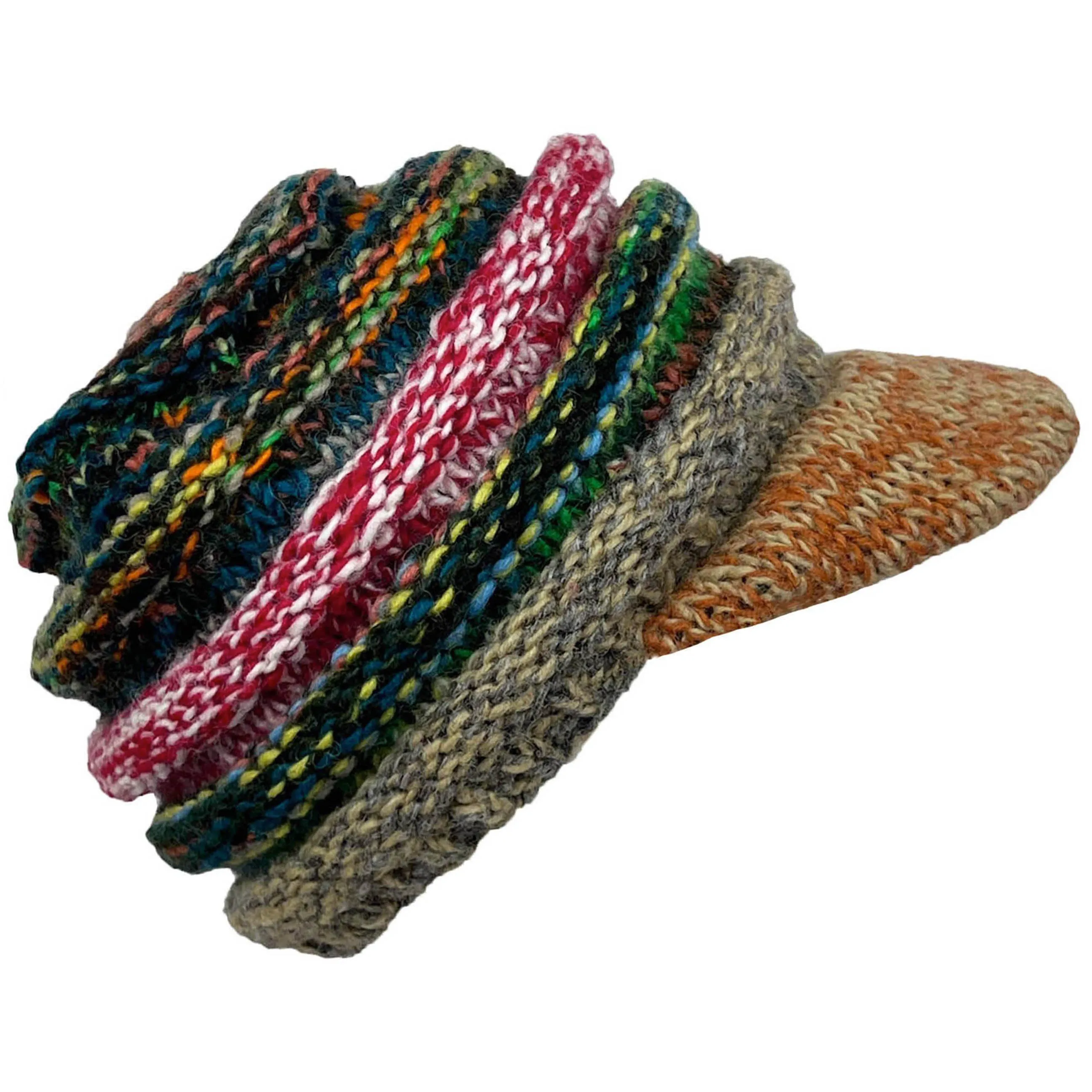 1417 Knit Beanie Hats Mitten Women Ribbed Slouchy Mismatched Fleeced Lined