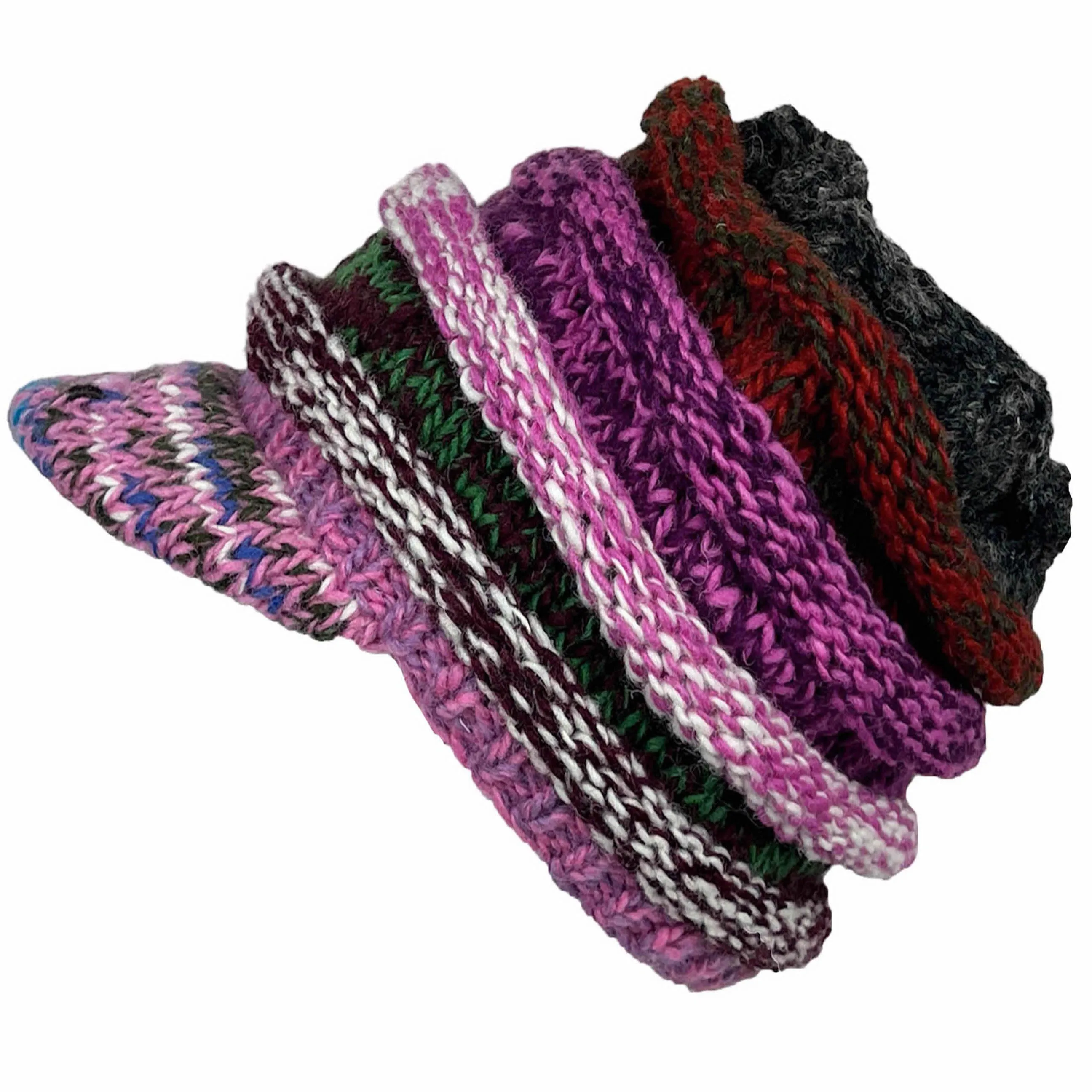 1417 Knit Beanie Hats Mitten Women Ribbed Slouchy Mismatched Fleeced Lined