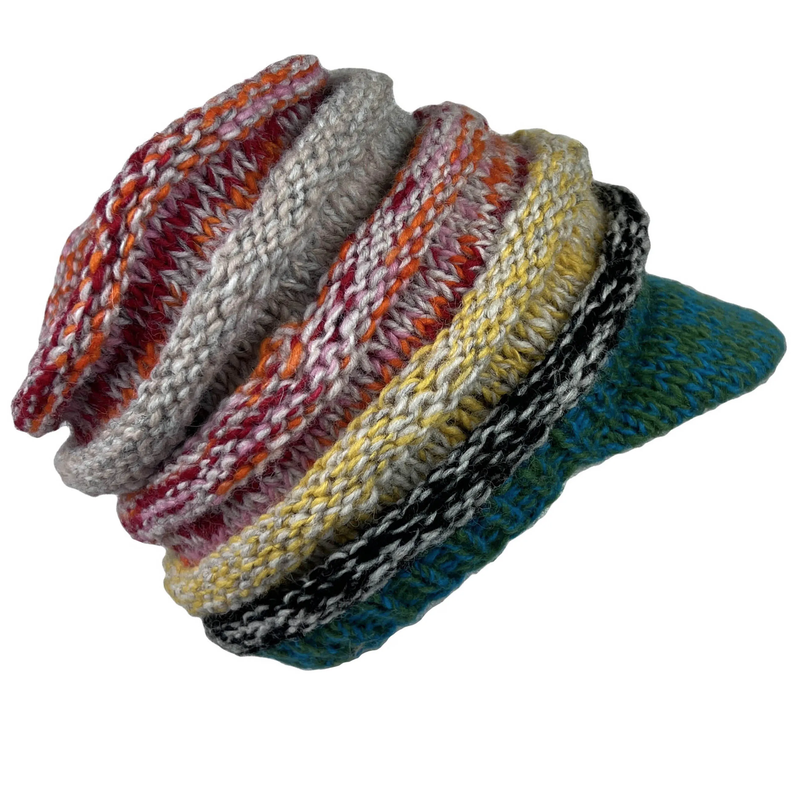 1417 Knit Beanie Hats Mitten Women Ribbed Slouchy Mismatched Fleeced Lined