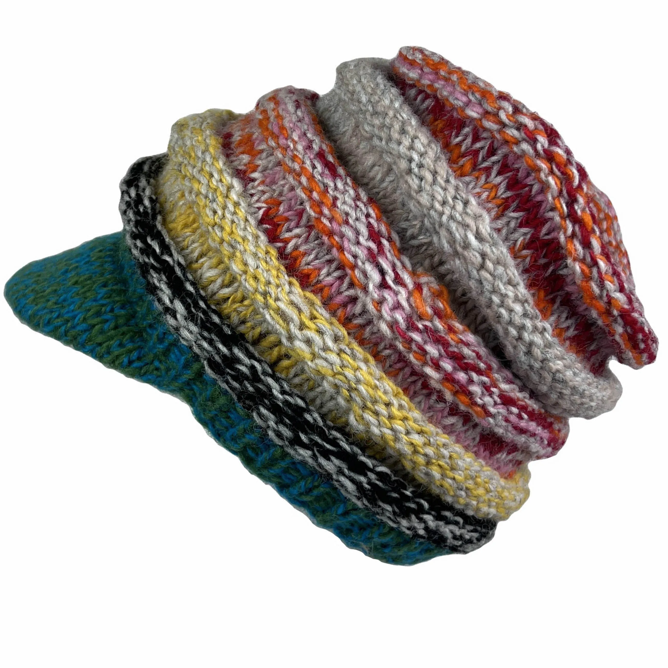 1417 Knit Beanie Hats Mitten Women Ribbed Slouchy Mismatched Fleeced Lined