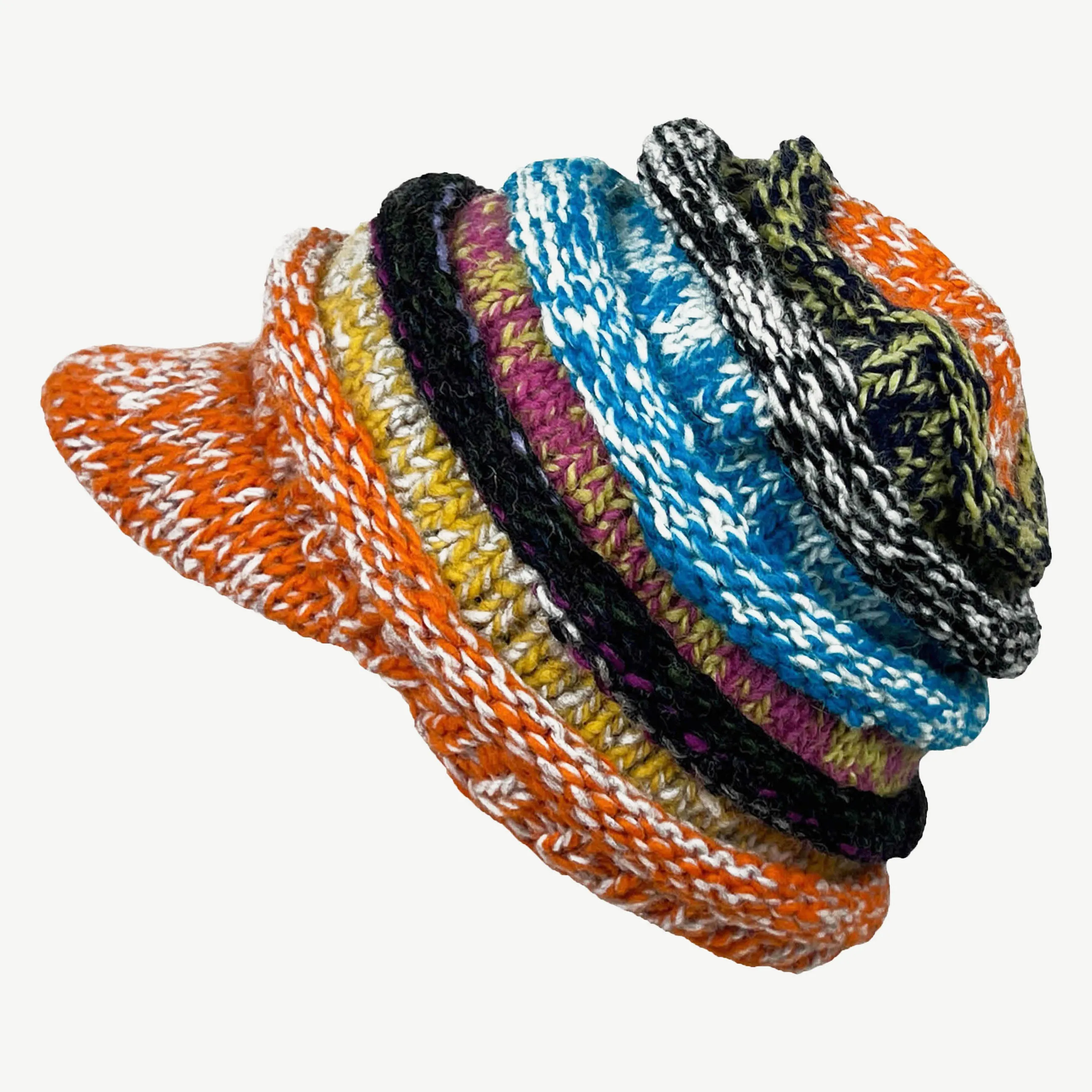 1417 Knit Beanie Hats Mitten Women Ribbed Slouchy Mismatched Fleeced Lined