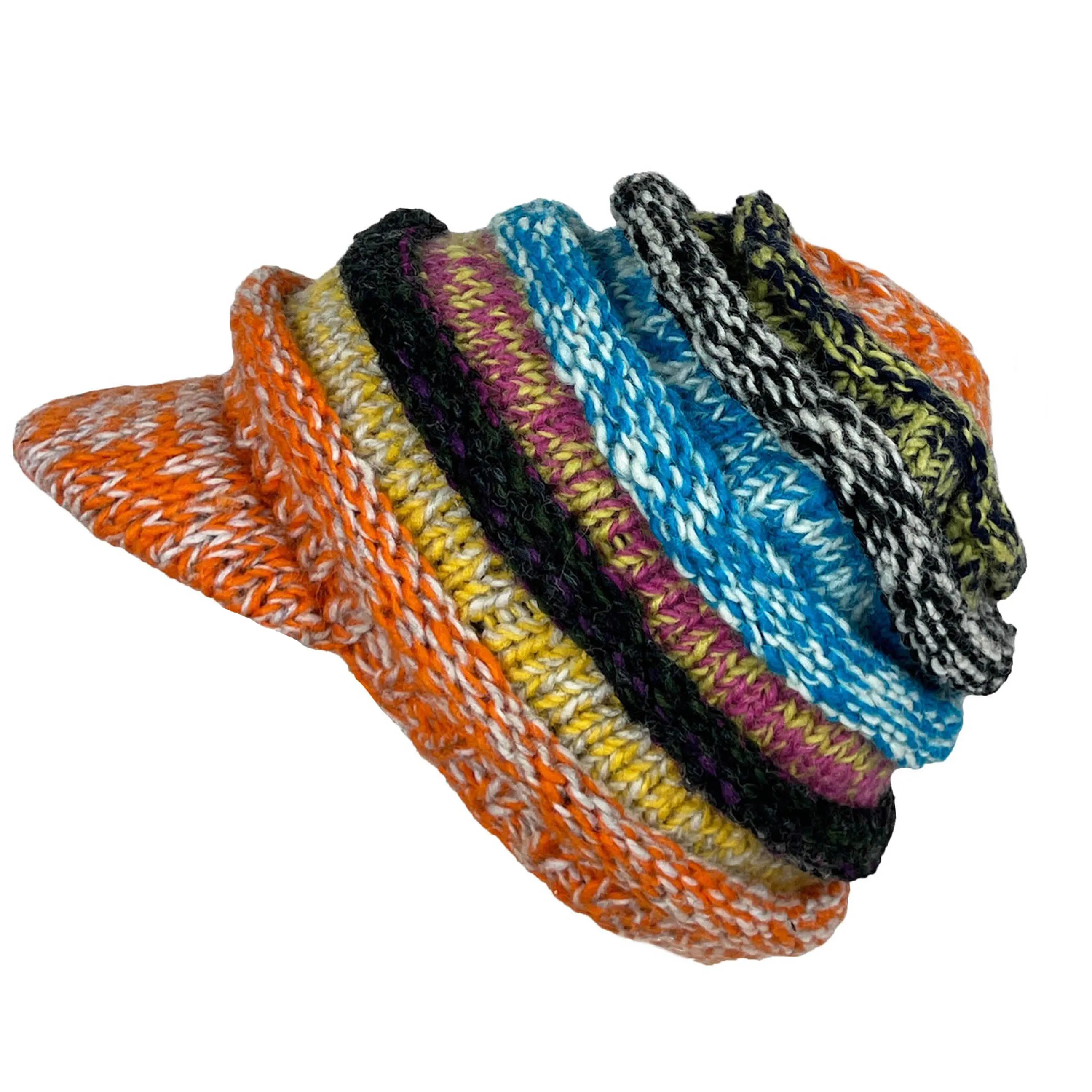 1417 Knit Beanie Hats Mitten Women Ribbed Slouchy Mismatched Fleeced Lined