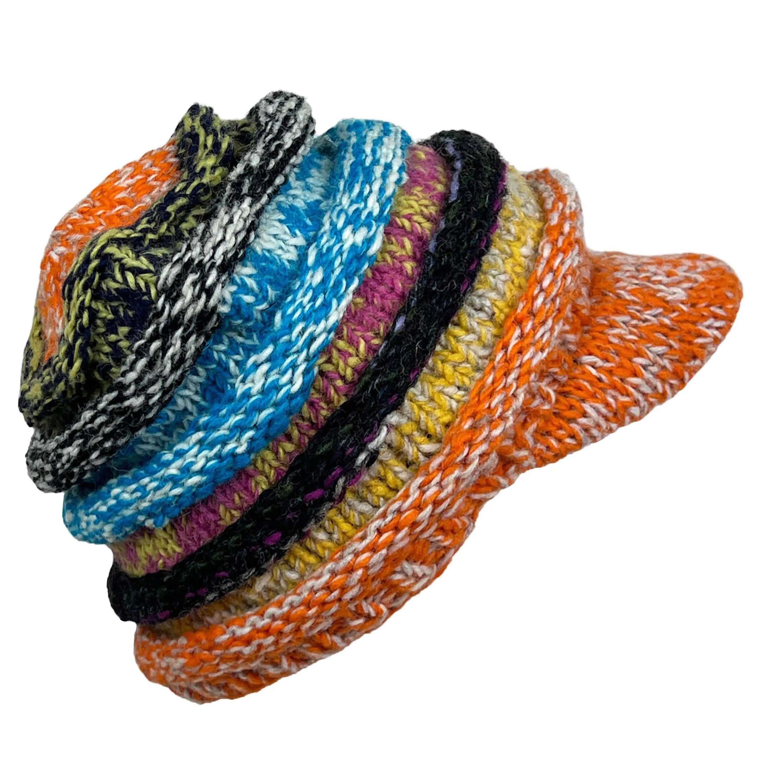 1417 Knit Beanie Hats Mitten Women Ribbed Slouchy Mismatched Fleeced Lined