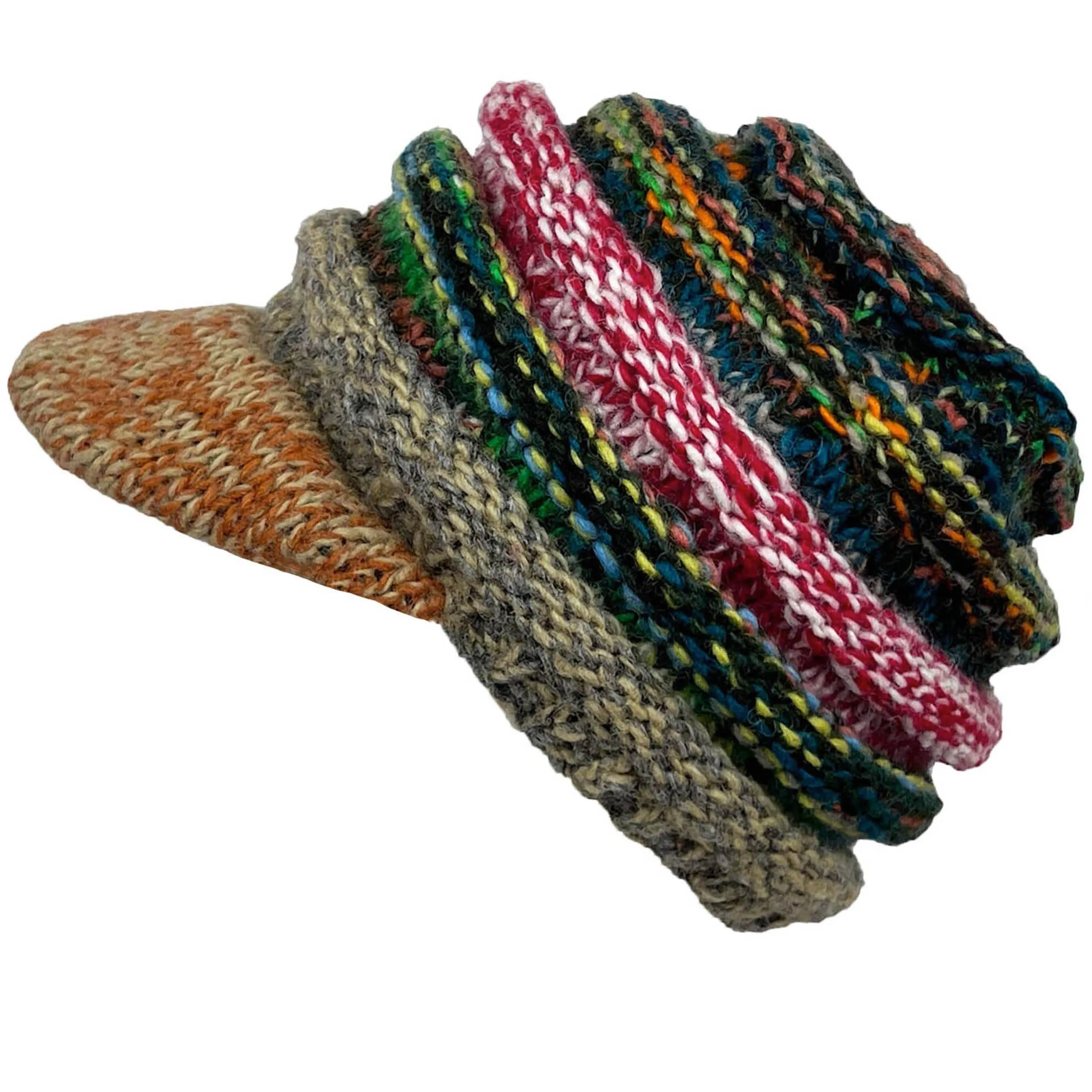 1417 Knit Beanie Hats Mitten Women Ribbed Slouchy Mismatched Fleeced Lined