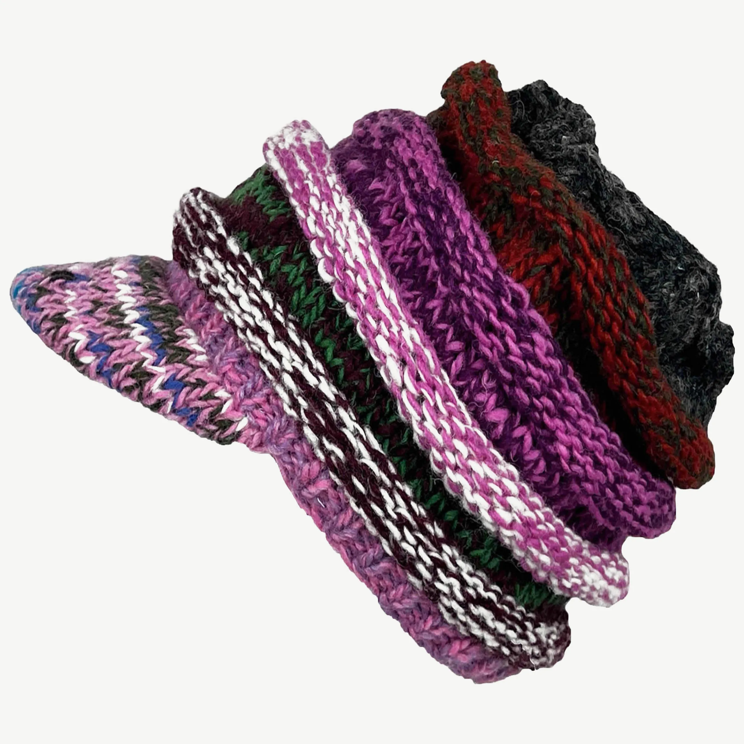 1417 Knit Beanie Hats Mitten Women Ribbed Slouchy Mismatched Fleeced Lined
