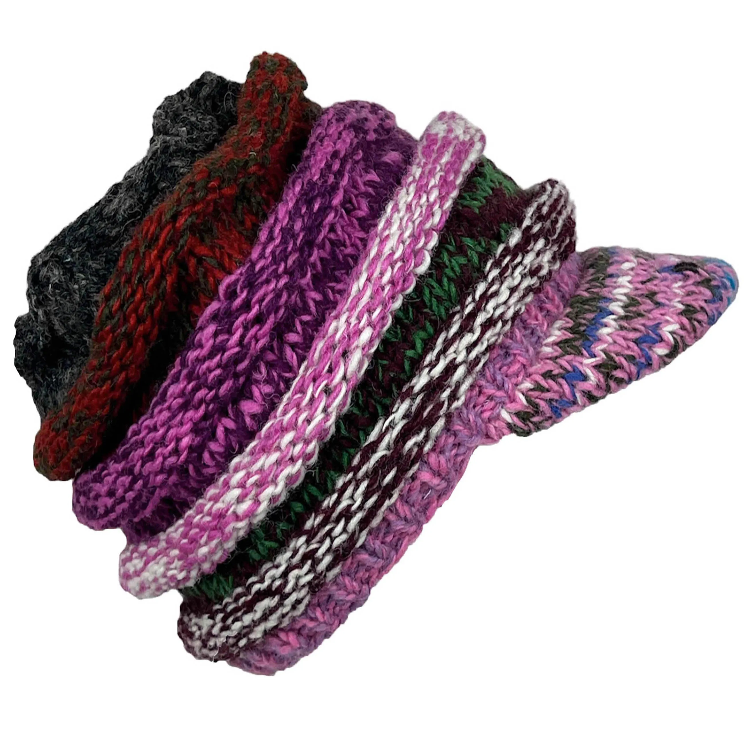 1417 Knit Beanie Hats Mitten Women Ribbed Slouchy Mismatched Fleeced Lined