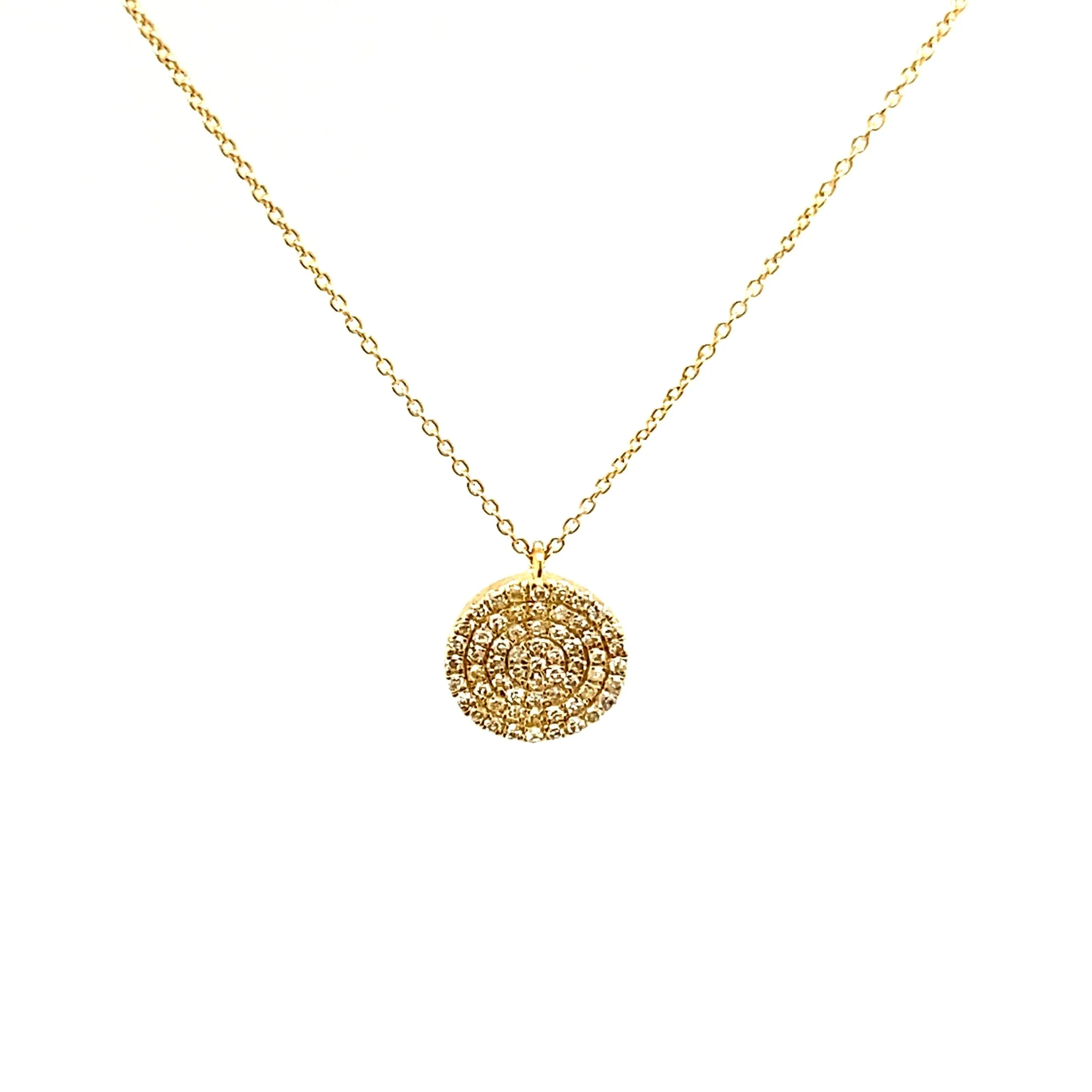 14K Gold & Diamond Disk Pendant