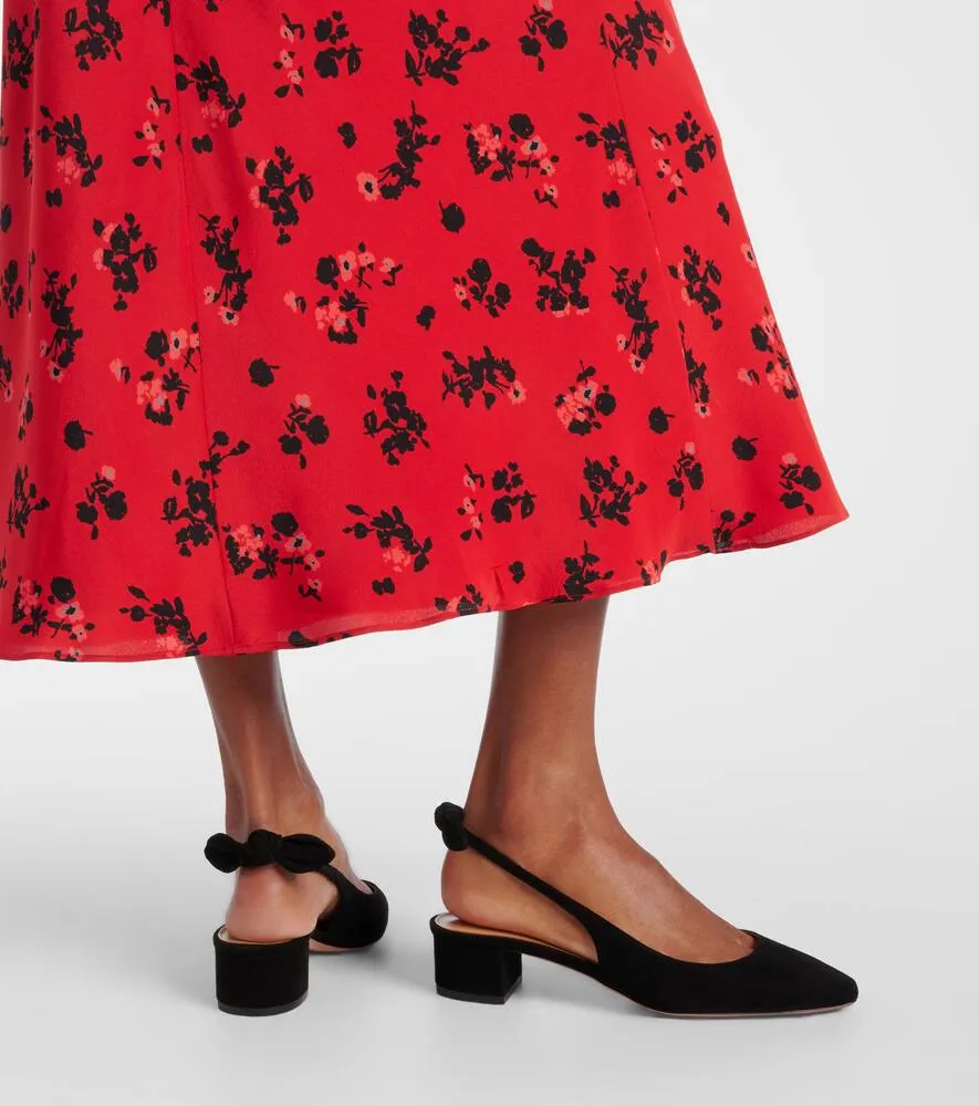 Aquazzura Very Bow 35 suede slingback pumps