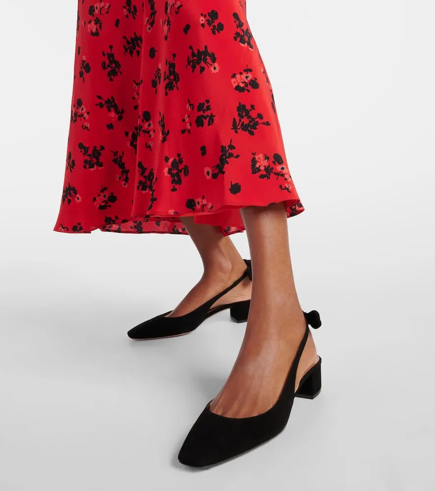 Aquazzura Very Bow 35 suede slingback pumps