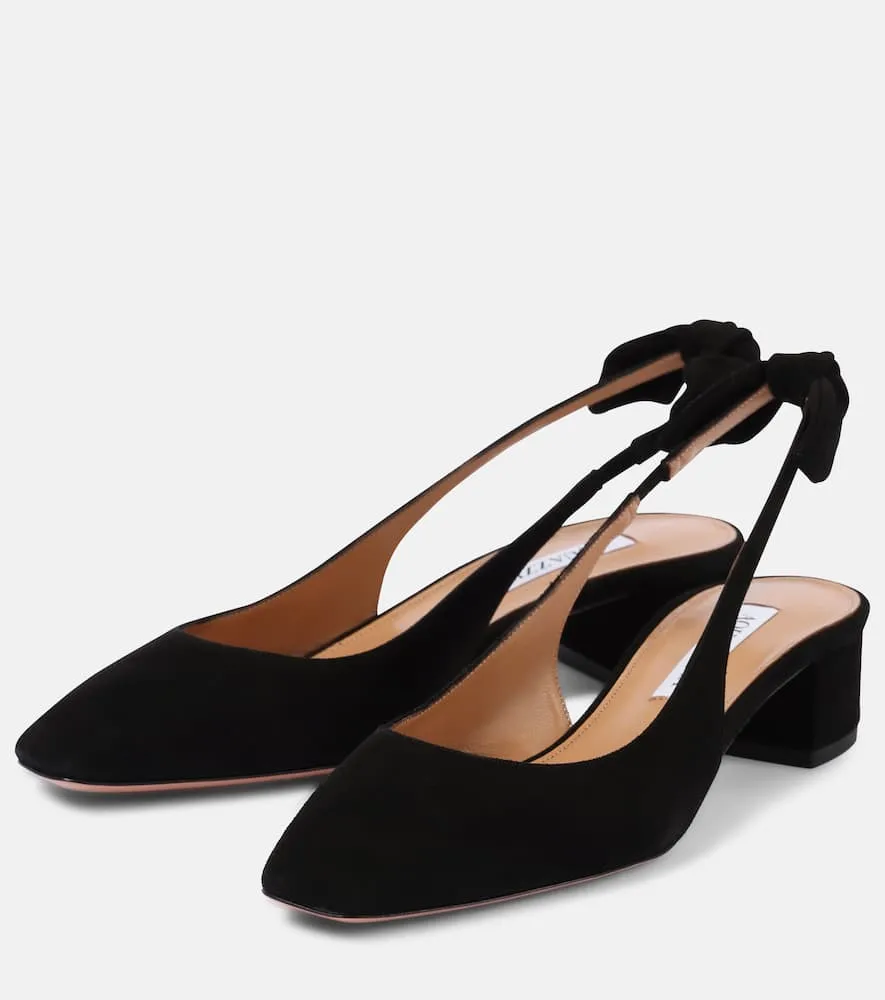 Aquazzura Very Bow 35 suede slingback pumps