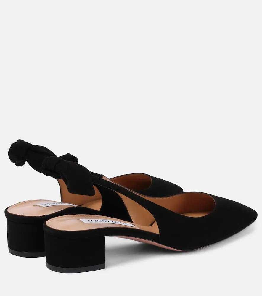 Aquazzura Very Bow 35 suede slingback pumps