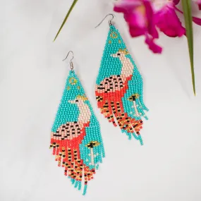 Beaded Fringe Peacock Earrings