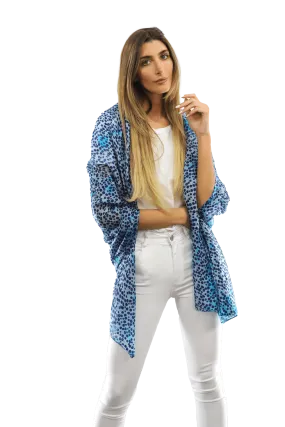 Blue Dot & Watercolor Silk Scarf