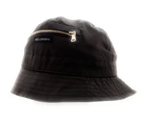 Dolce & Gabbana Black Cotton Zipper Fishermans Hat-Adult M