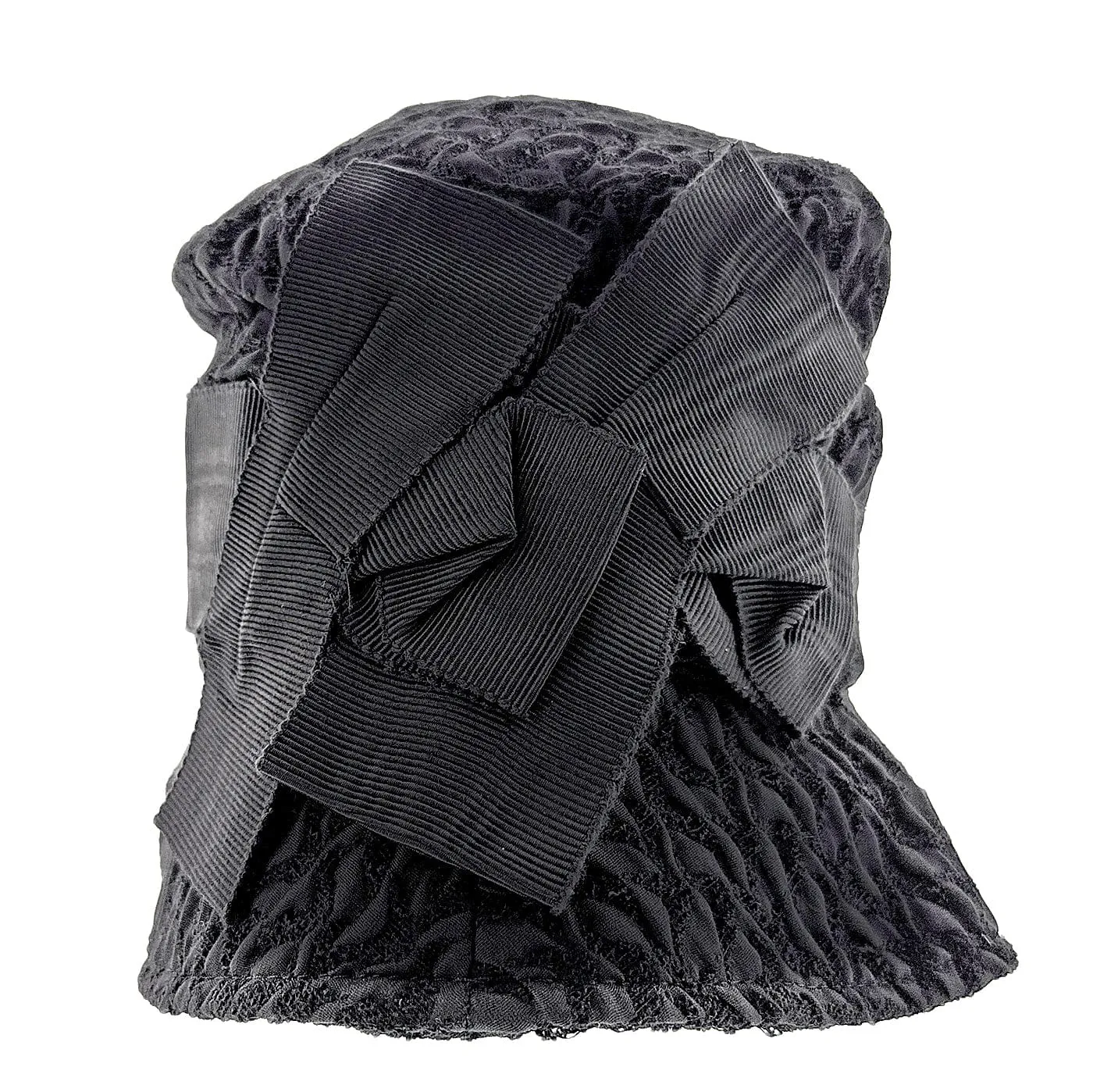 Dolce & Gabbana Floral Bow Accent Bucket Hat - Black Wool Blend-One Size