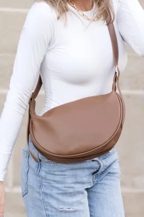 Modern Classic Vegan Leather Crescent Crossbody Sling Bag