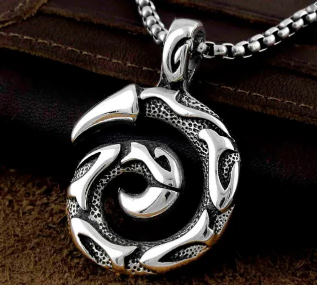 *N1109 Silver Tribal Spiral Pendant Necklace