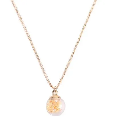 *N1369 Gold Yellow Star Confetti Filled Necklace FREE Earrings