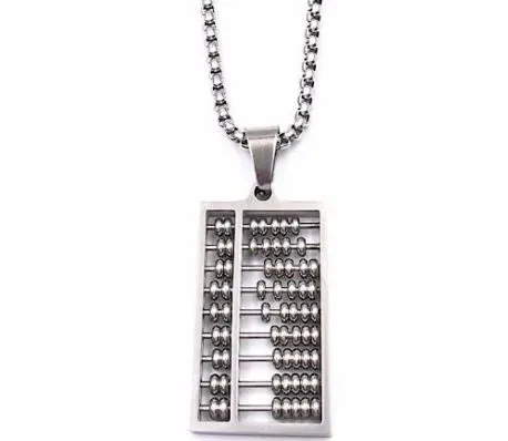 *N372 Silver Abacus Pendant Necklace