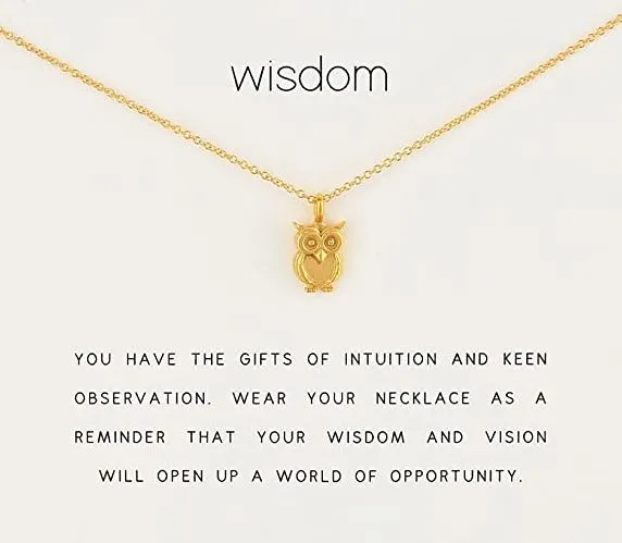 *N935 Gold Owl Necklace on Gift Card with FREE Earrings
