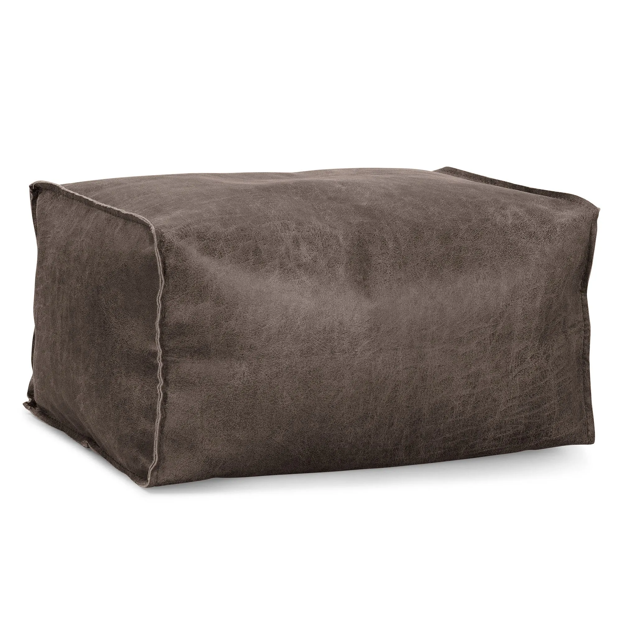 Small Footstool - Distressed Leather Natural Slate