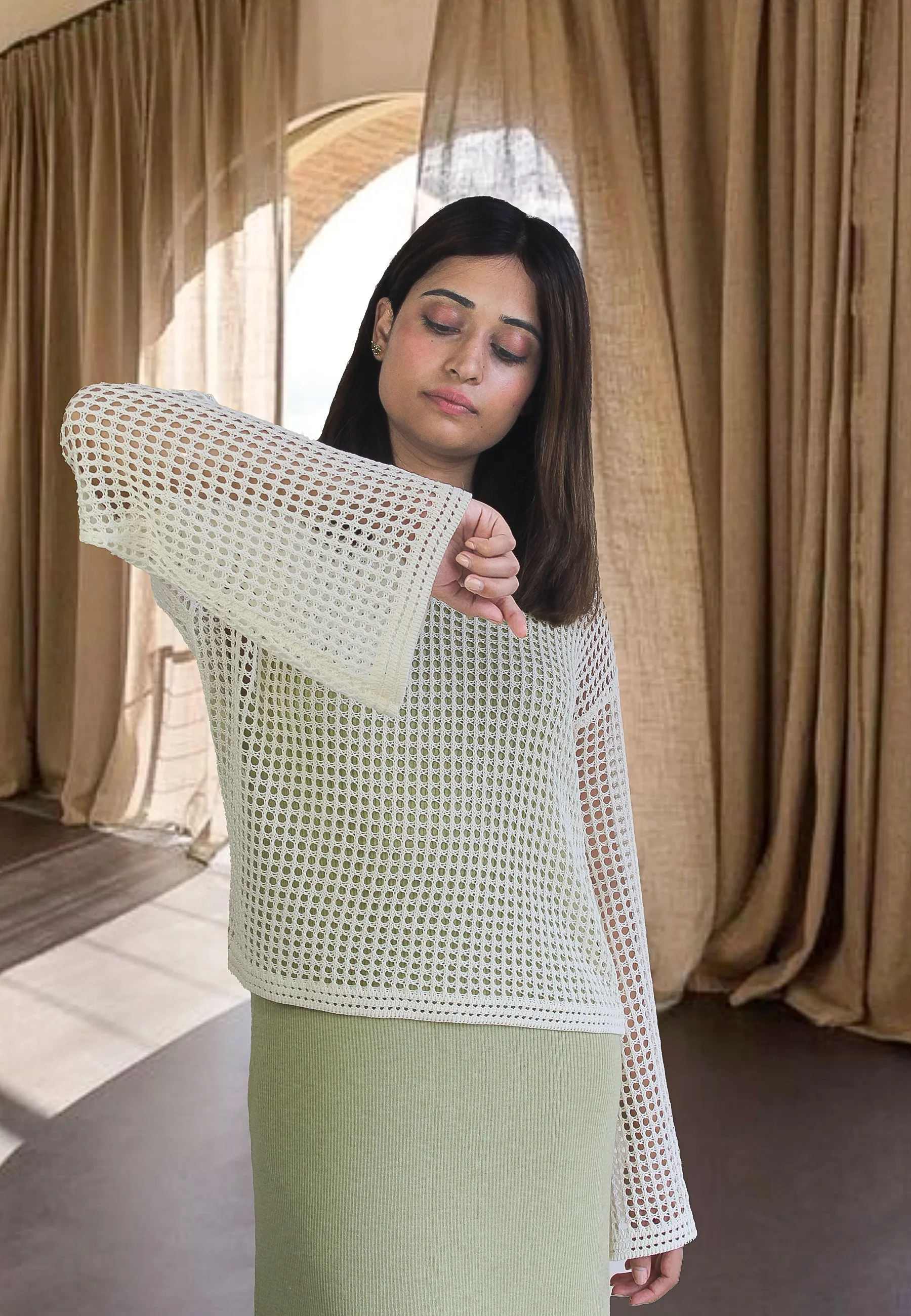 Zimmi Crochet Off-White Top